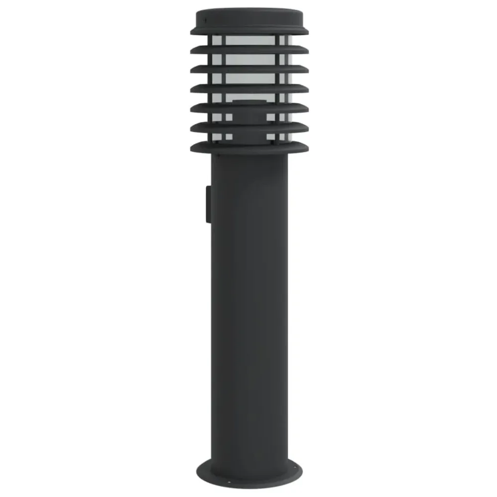 Candeeiro de chão para exterior com tomada 60 cm ço inox. preto vidaXL