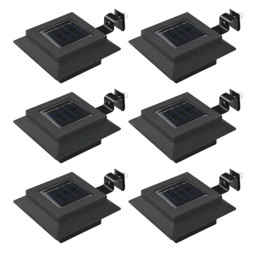 Candeeiro de exterior solar LED 6 pcs preto quadrado 12 cm vidaXL