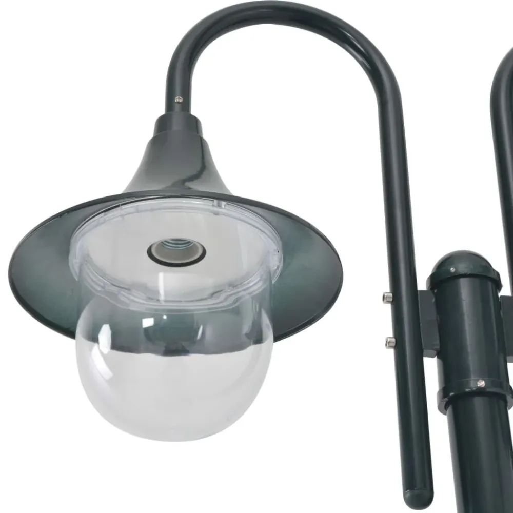 Candeeiro de pé jardim 2 braços E27 220cm alumínio verde escuro vidaXL