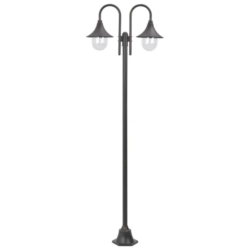 Candeeiro de pé para jardim com 2 braços E27 220cm alumínio bronze vidaXL