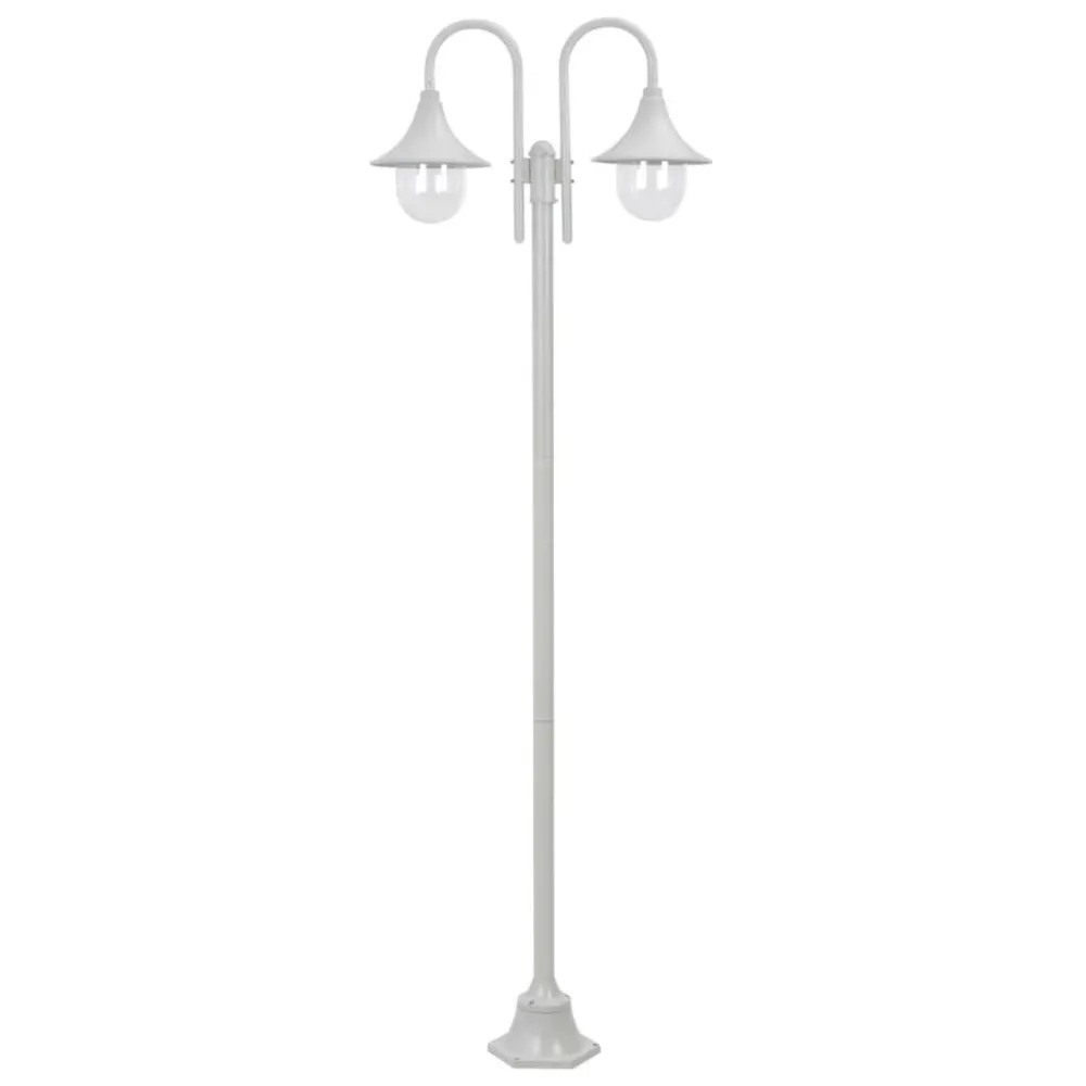 Candeeiro de pé para jardim com 2 braços E27 220cm alumínio branco vidaXL