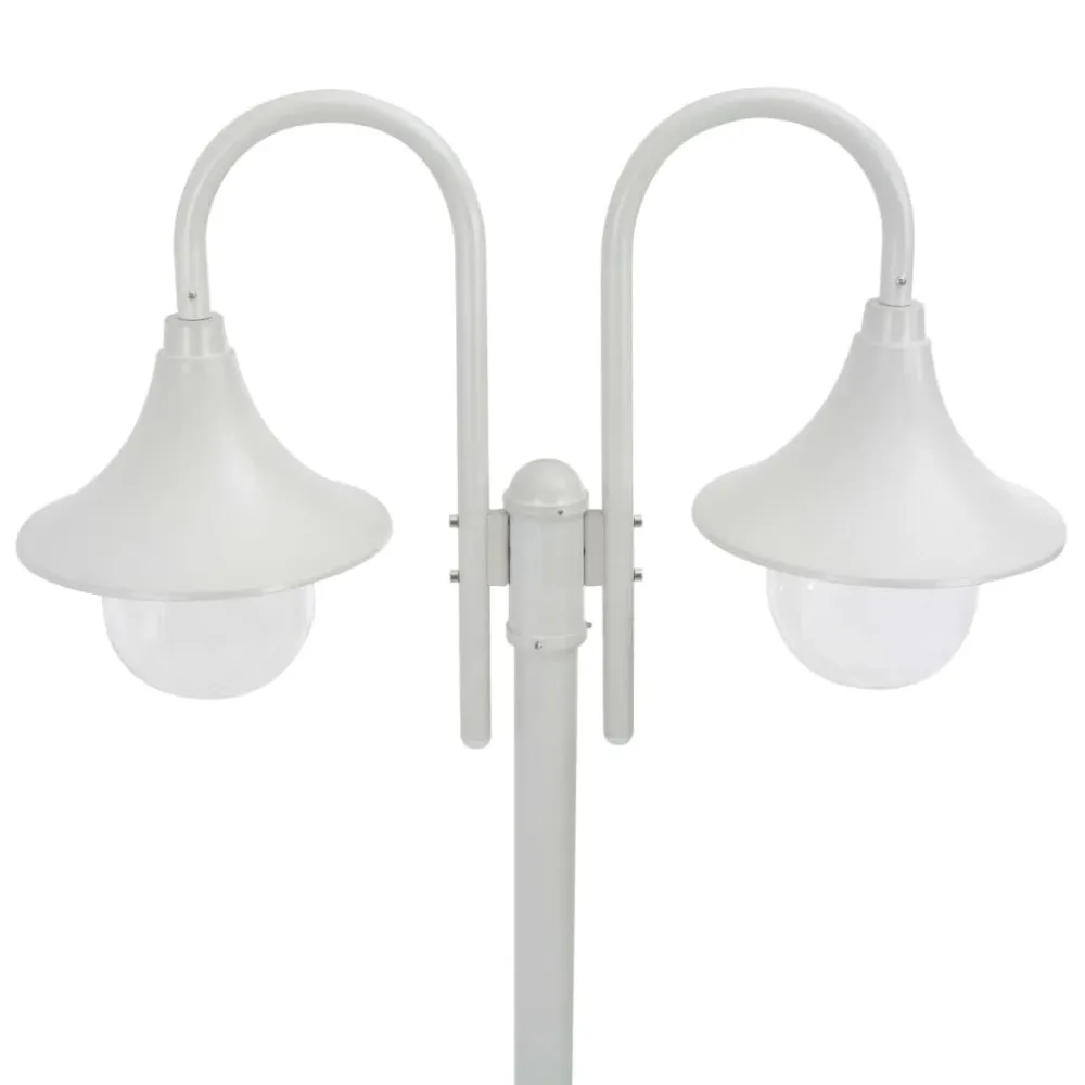 Candeeiro de pé para jardim com 2 braços E27 220cm alumínio branco vidaXL