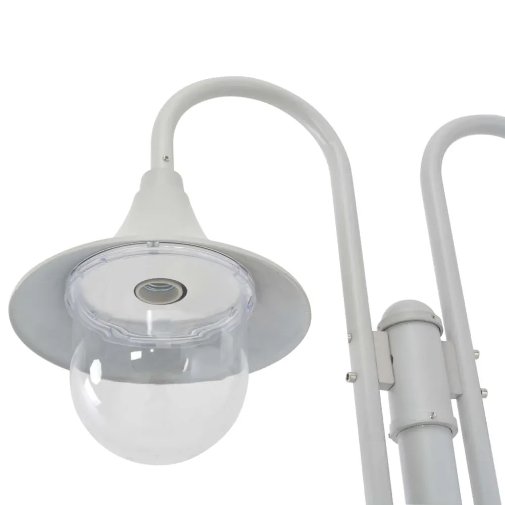 Candeeiro de pé para jardim com 2 braços E27 220cm alumínio branco vidaXL