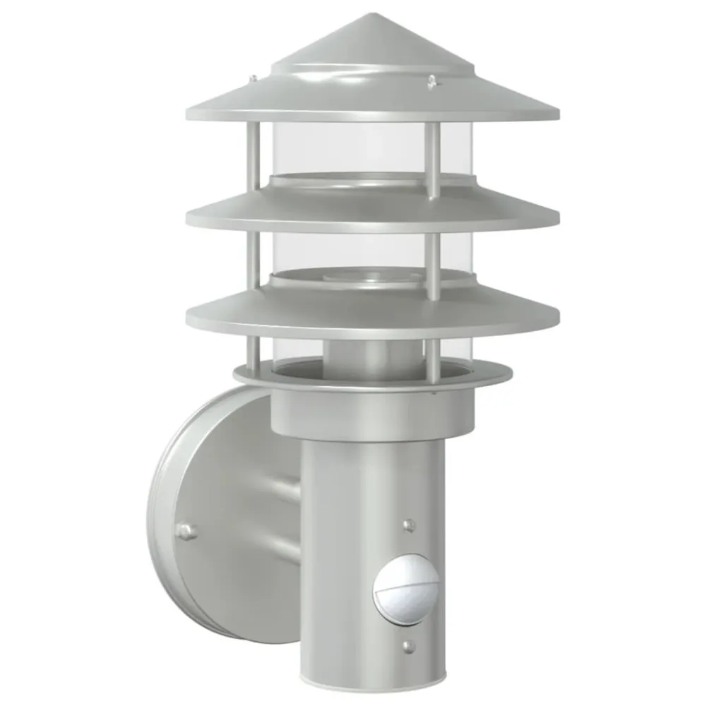 Candeeiro de parede exterior com sensor ço inoxidável prateado vidaXL