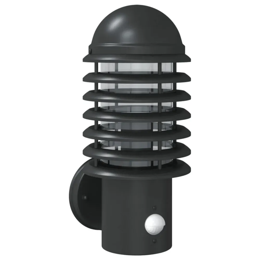 Candeeiro de parede para exterior com sensor ço inoxidável preto vidaXL