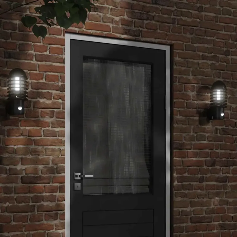 Candeeiro de parede para exterior com sensor ço inoxidável preto vidaXL
