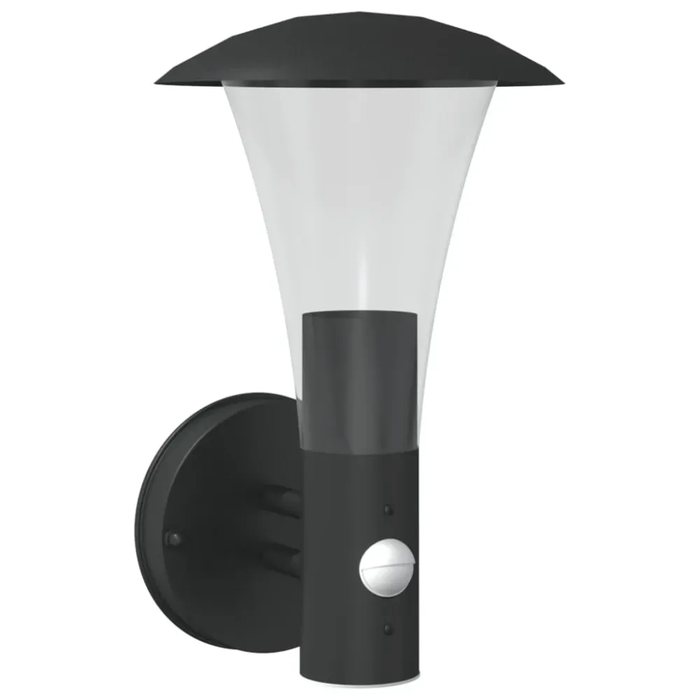 Candeeiro de parede para exterior com sensor ço inoxidável preto vidaXL