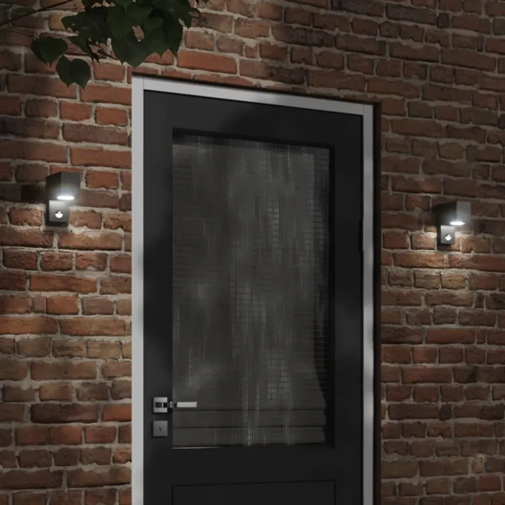 Candeeiro parede para exterior com sensor alumínio fundido preto vidaXL