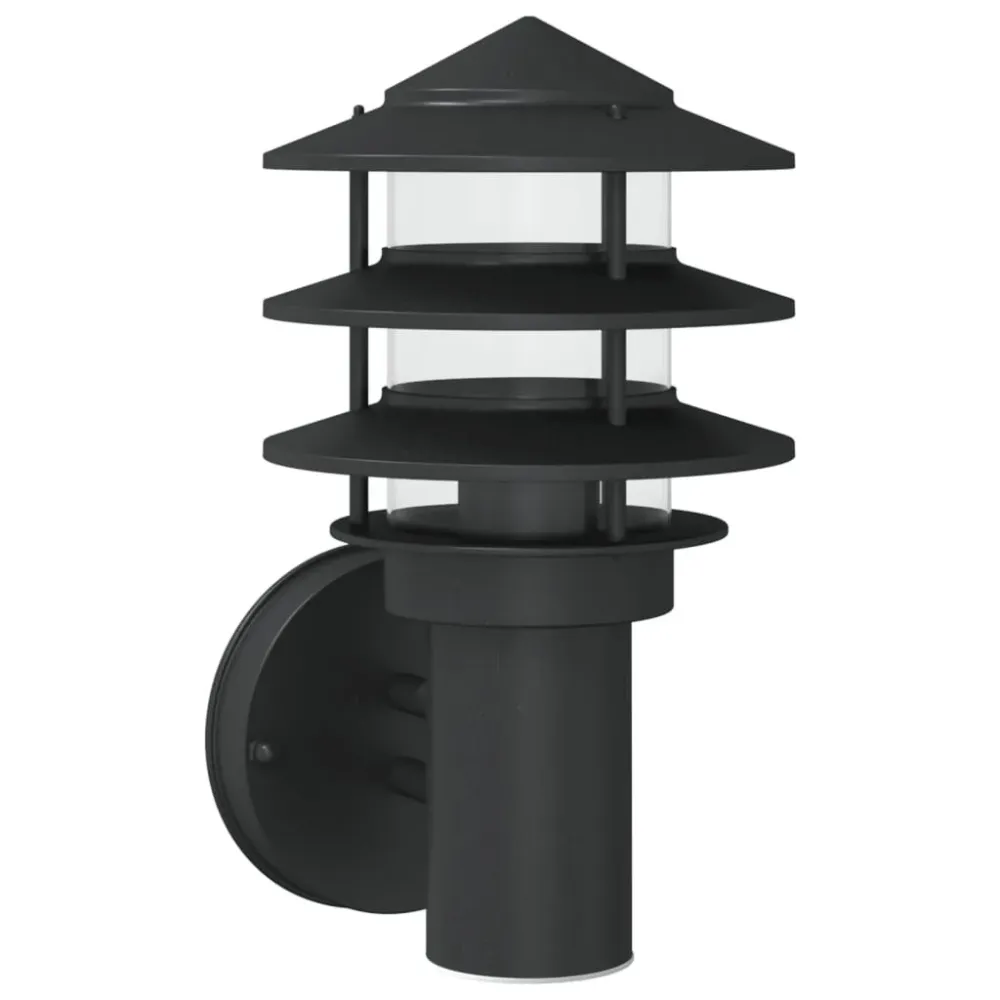 Candeeiro de parede para exterior ço inoxidável preto vidaXL