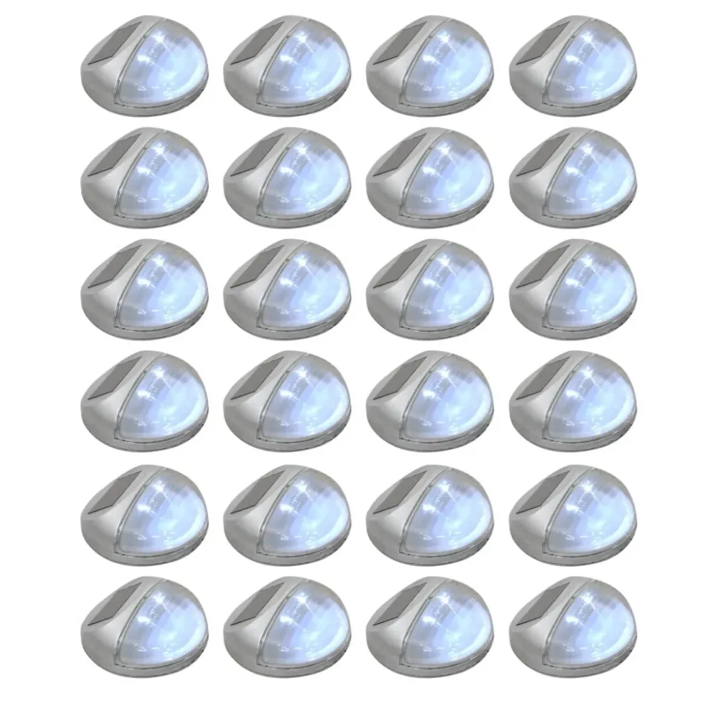 Candeeiro de parede solar LED exterior 24 pcs prateado redondo vidaXL