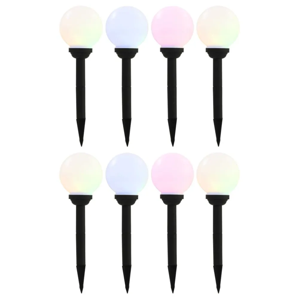 Candeeiro solar de exterior LED 8 pcs esférico 15 cm RGB vidaXL