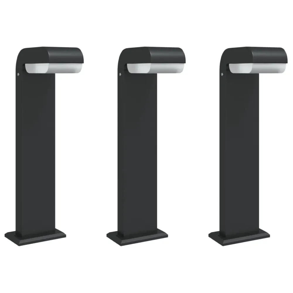 Candeeiros de chão para exterior 3pcs 50cm alumínio fundido preto vidaXL