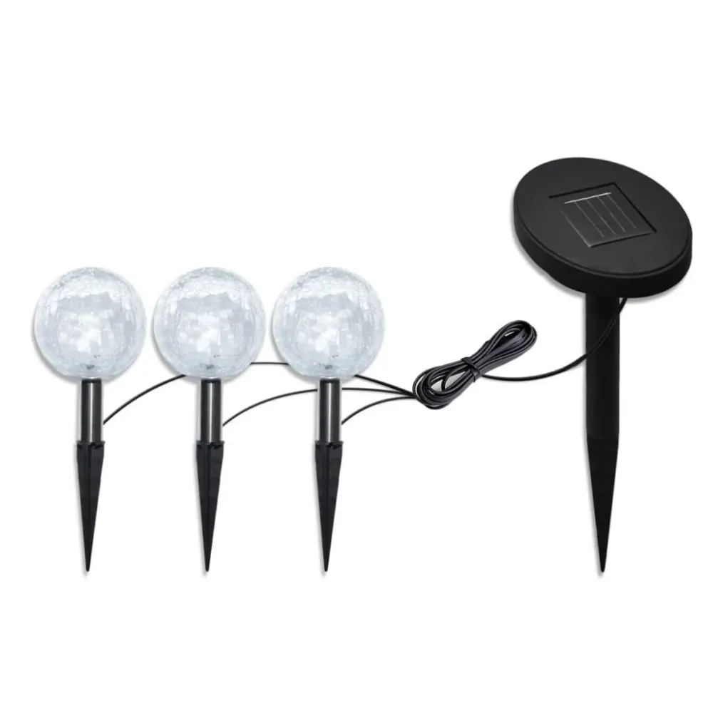 Candeeiros globo de jardim 3 pcs LED com estacas e painel solar vidaXL