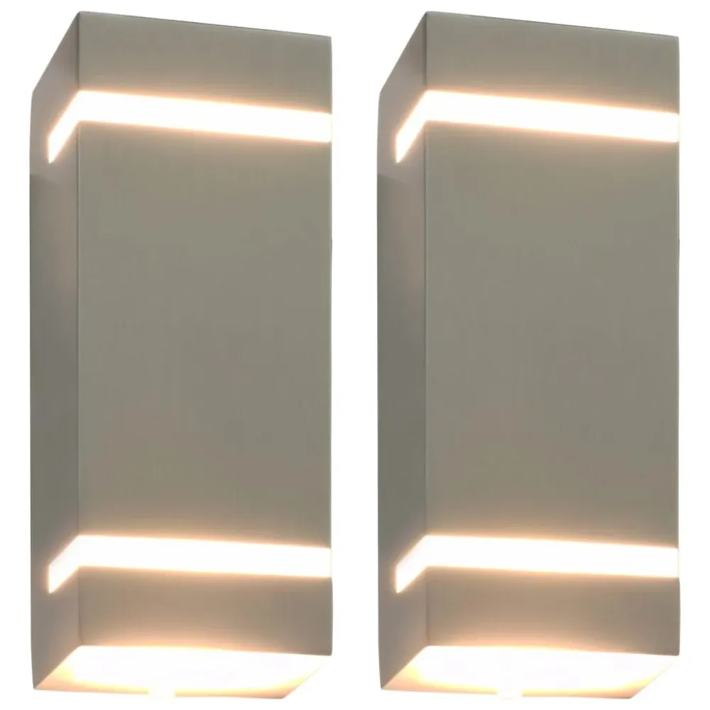 Candeeiros de parede exterior 2 pcs 35 W retangular prateado vidaXL