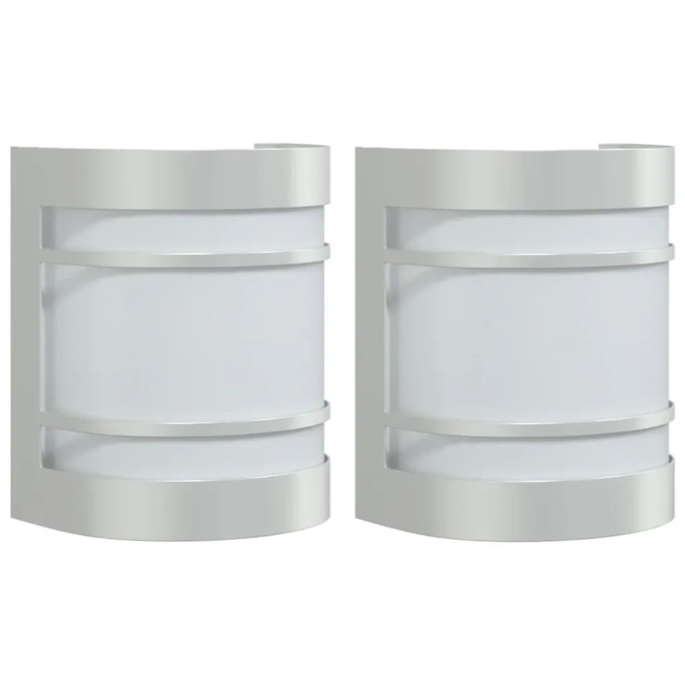 Candeeiros de parede para exterior 2 pcs ço inoxidável prateado vidaXL