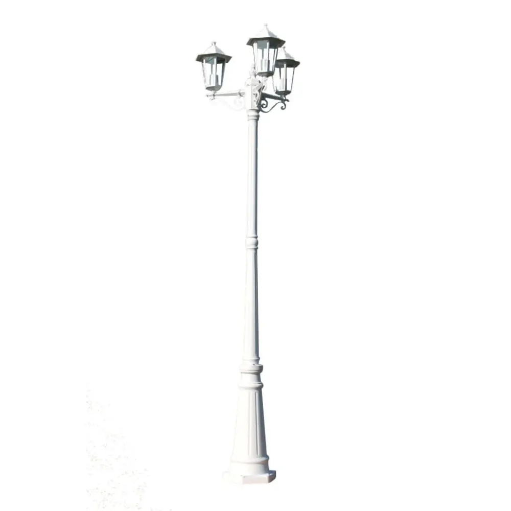 Kingston Candeeiro de pé para jardim 3 braços / 215 cm Branco vidaXL