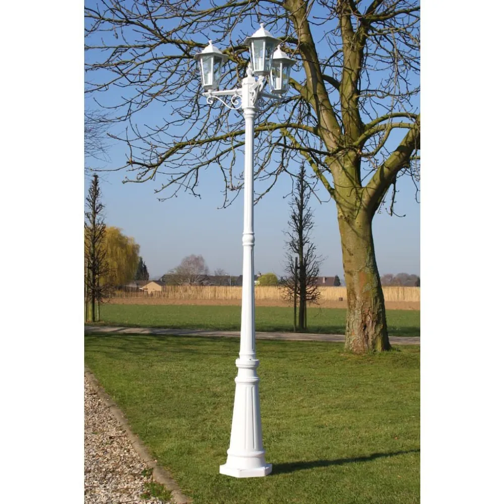 Kingston Candeeiro de pé para jardim 3 braços / 215 cm Branco vidaXL