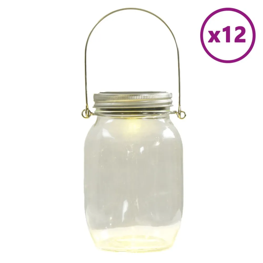Luz solar de vidro para exterior 12 pcs branco quente vidaXL