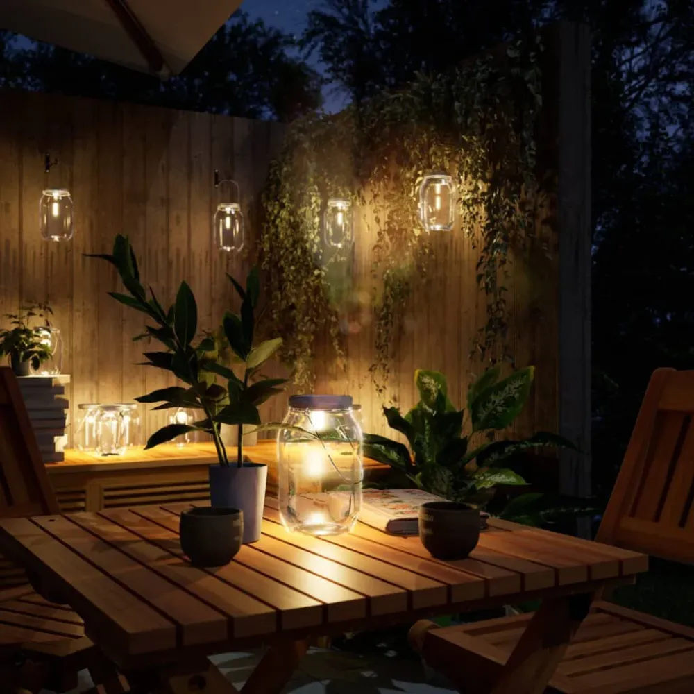 Luz solar de vidro para exterior 12 pcs branco quente vidaXL