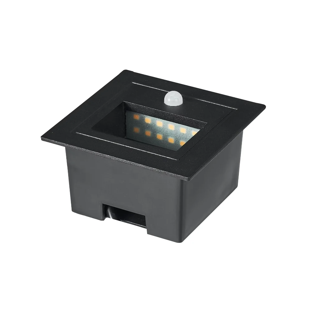 Balizador de Embutir Quadrado P/ Parede c/ Sensor 3W 3000K 300LM 86*86*H50mm IP65 LED7
