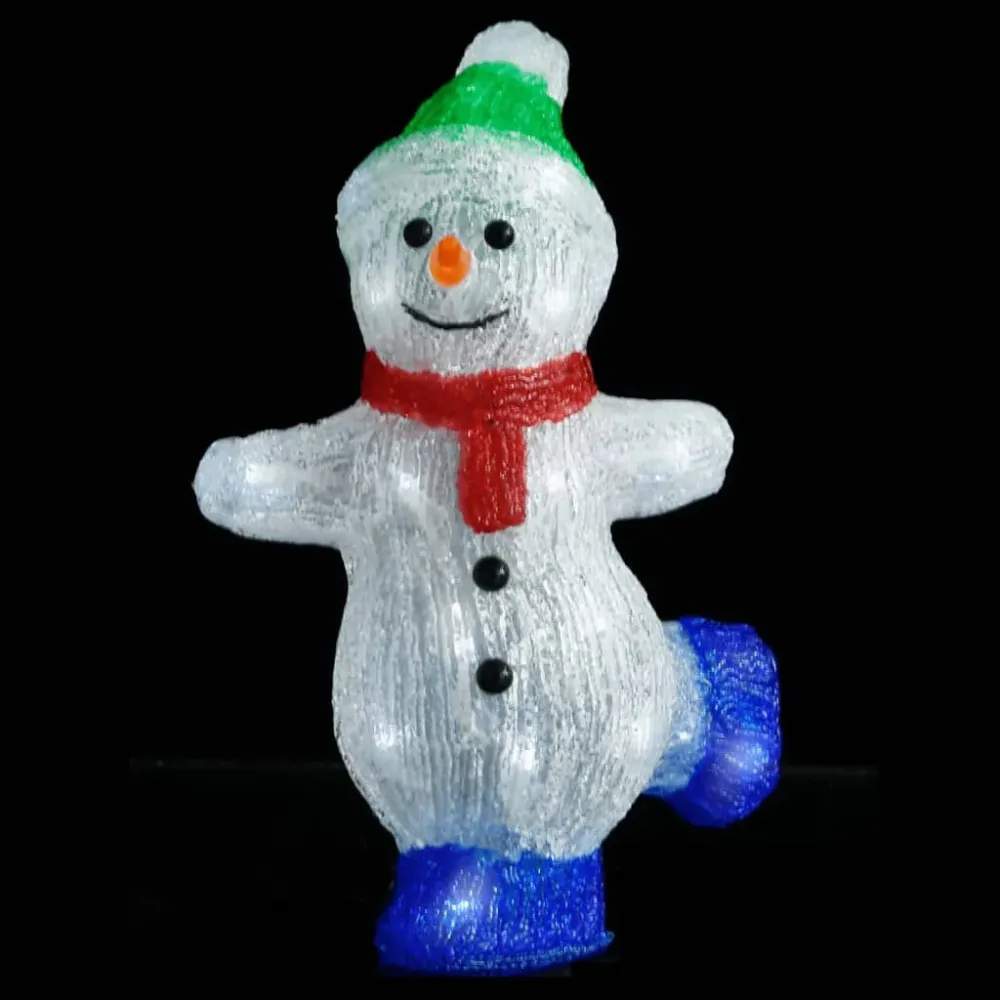 Boneco de neve acrílico com luzes LED interior e exterior 30 cm