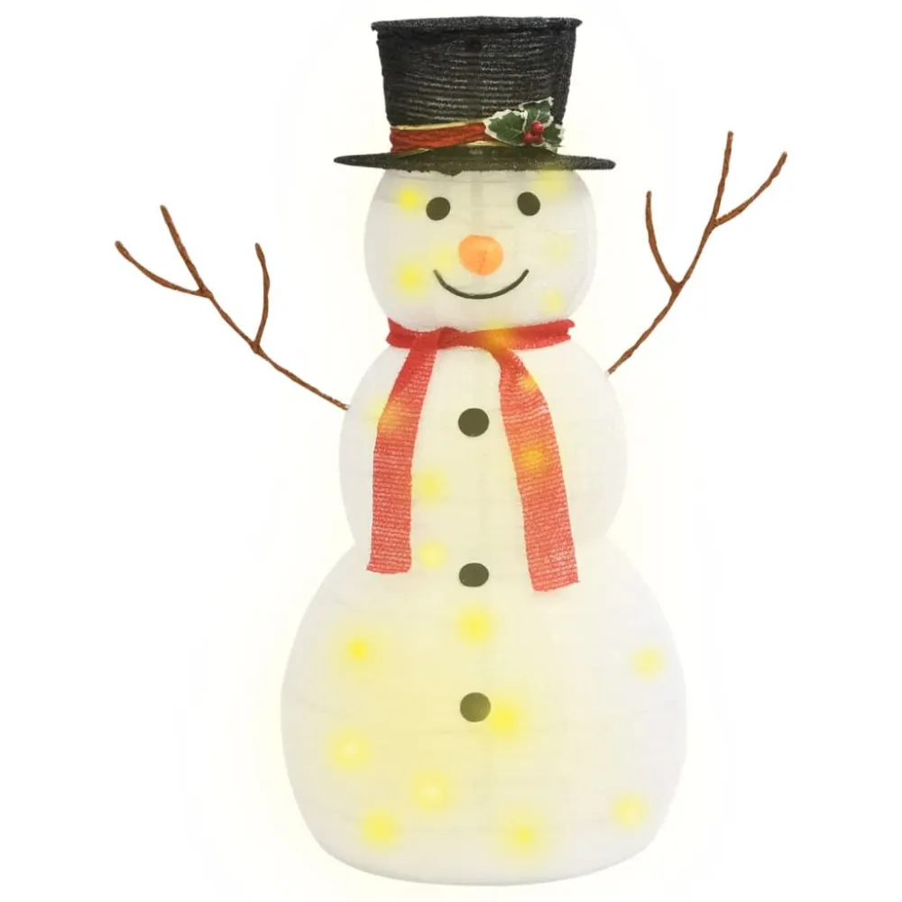 Boneco de neve decorativo com luz LED tecido de luxo 90 cm