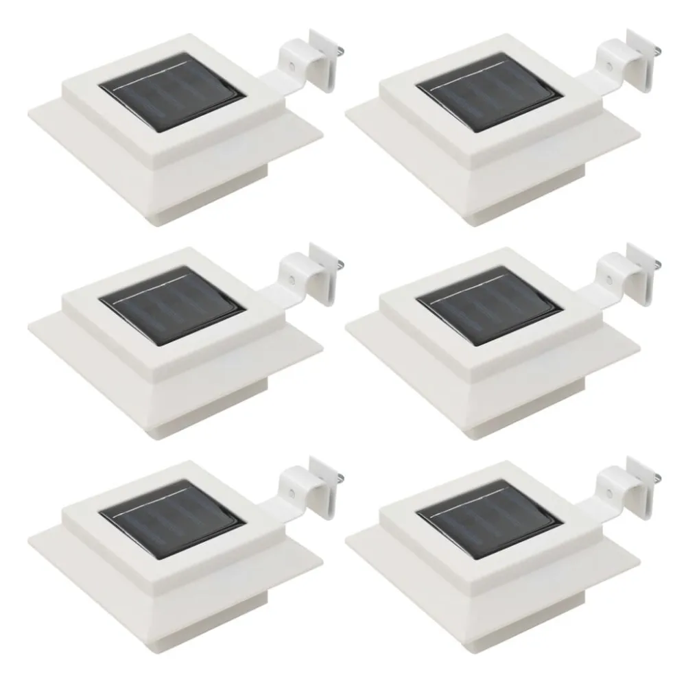 Candeeiro de exterior solar LED 6 pcs branco quadrado 12 cm