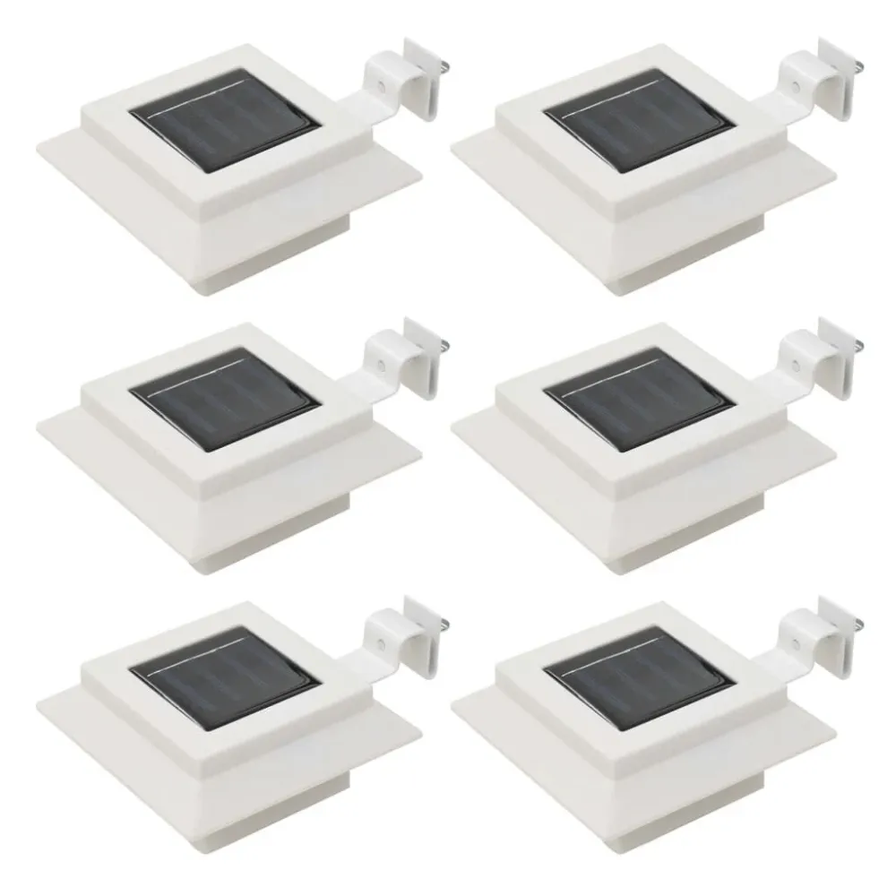 Candeeiro de exterior solar LED 6 pcs branco quadrado 12 cm