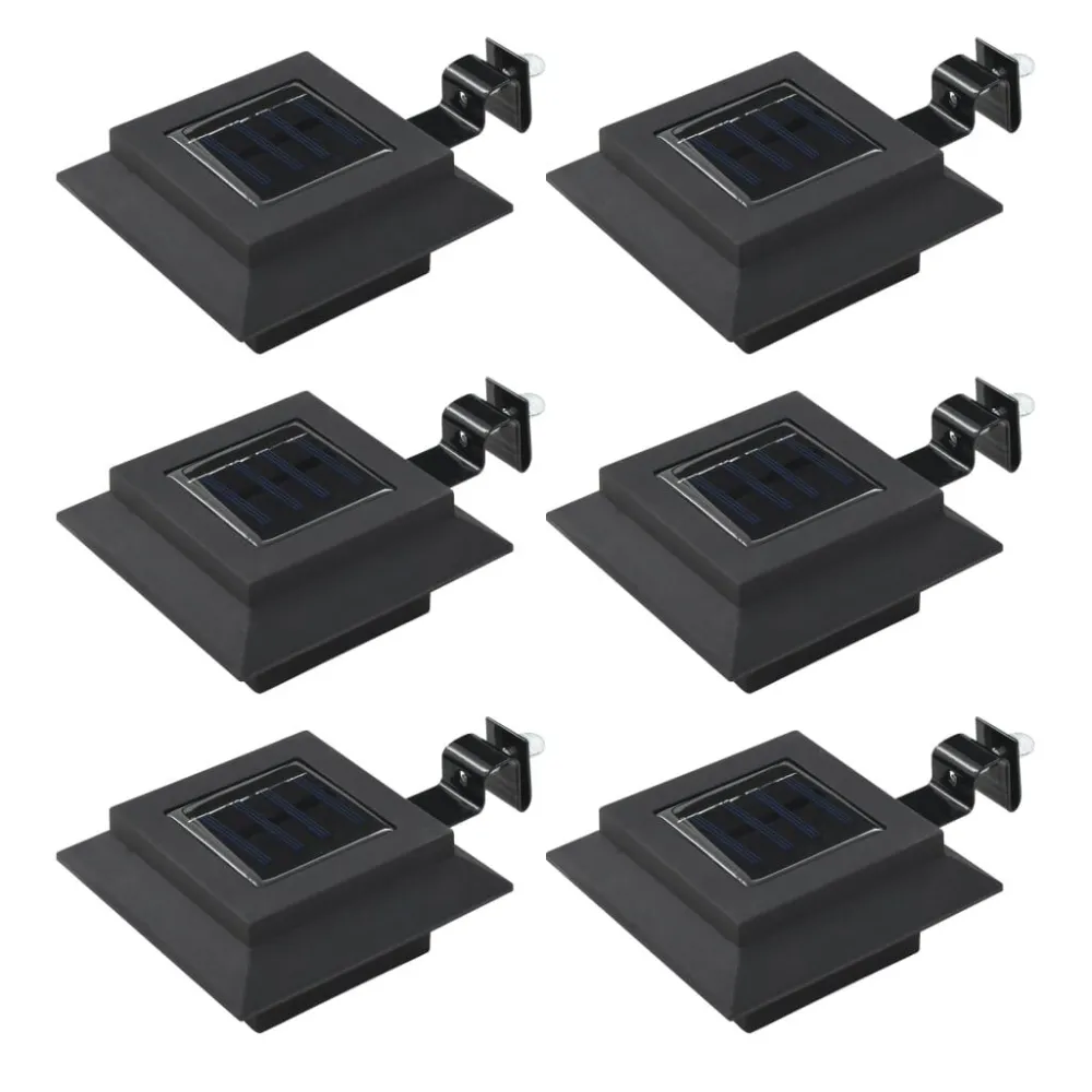 Candeeiro de exterior solar LED 6 pcs preto quadrado 12 cm
