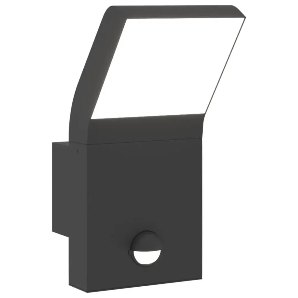 Candeeiro parede LED exterior com sensor alumínio fundido preto