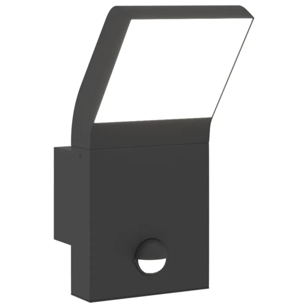 Candeeiro parede LED exterior com sensor alumínio fundido preto