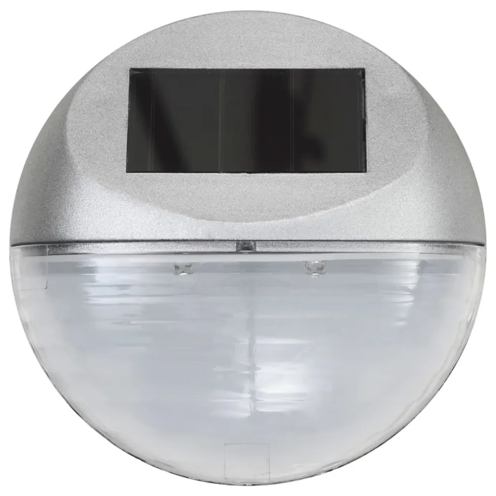 Candeeiro de parede solar LED exterior 12 pcs prateado redondo