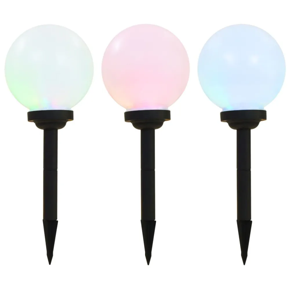 Candeeiro solar de exterior LED 3 pcs esférico 20 cm RGB