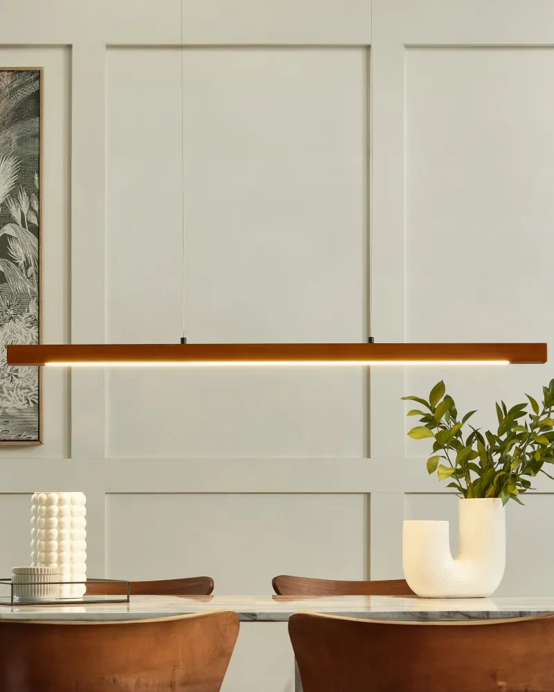 Candeeiro suspenso LED com escurecimento em madeira escura STEWARTS