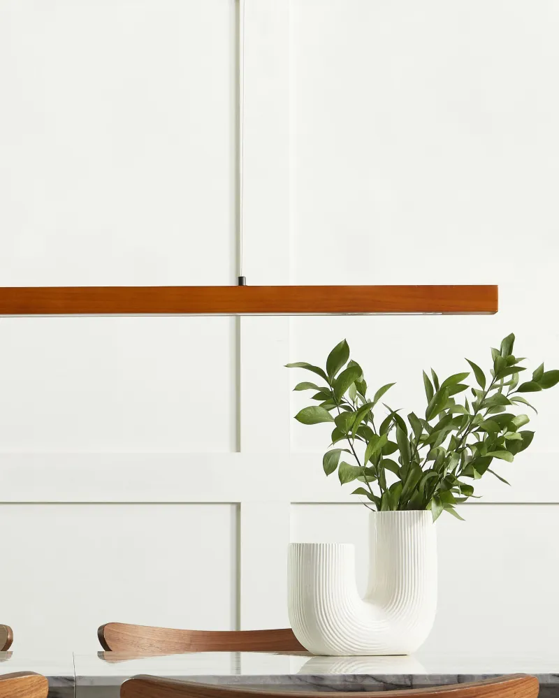 Candeeiro suspenso LED com escurecimento em madeira escura STEWARTS