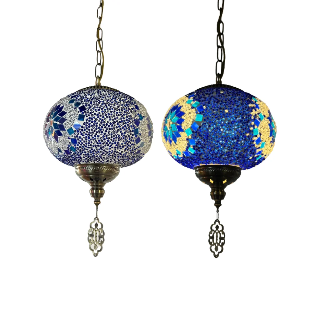 Candeeiro de Suspensão Mosaico Azul Ø200mm P/ Lâmpada E14 IP20