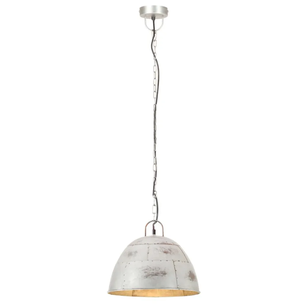 Candeeiro teto de época indust. redondo 25 W 31 cm E27 prateado