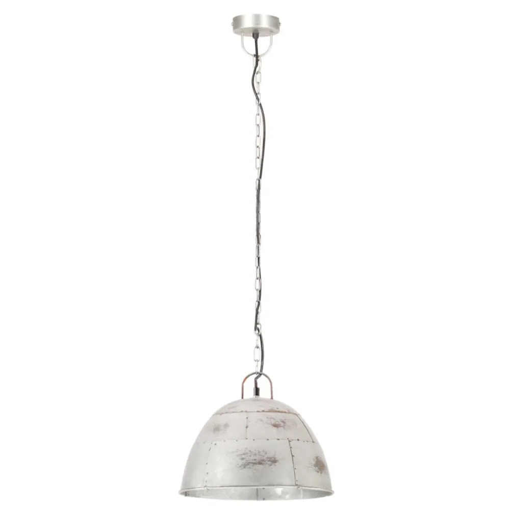 Candeeiro teto de época indust. redondo 25 W 31 cm E27 prateado