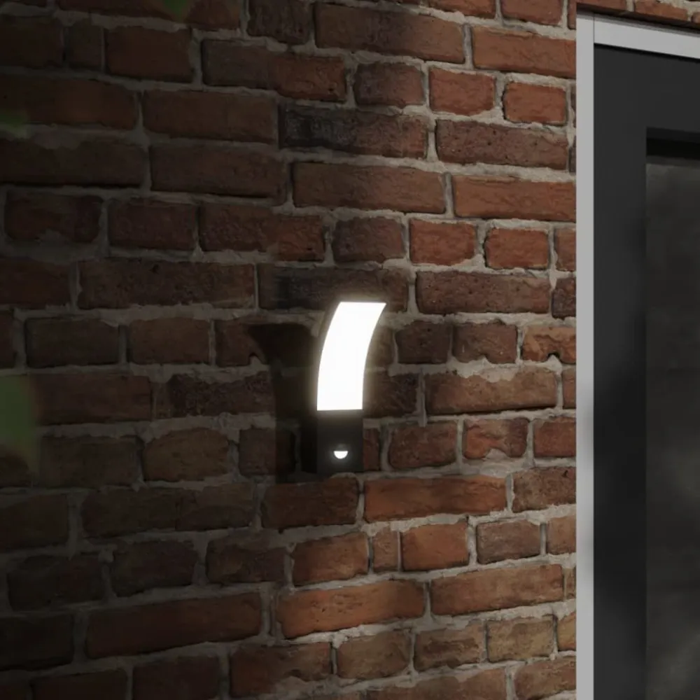 Candeeiros parede LED exterior com sensor 2 pcs alumínio preto