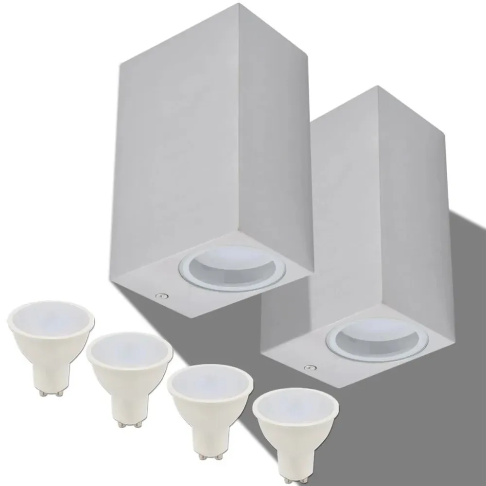 Candeeiros parede LED superior/inferior paraext., 2 pcs, quadrado