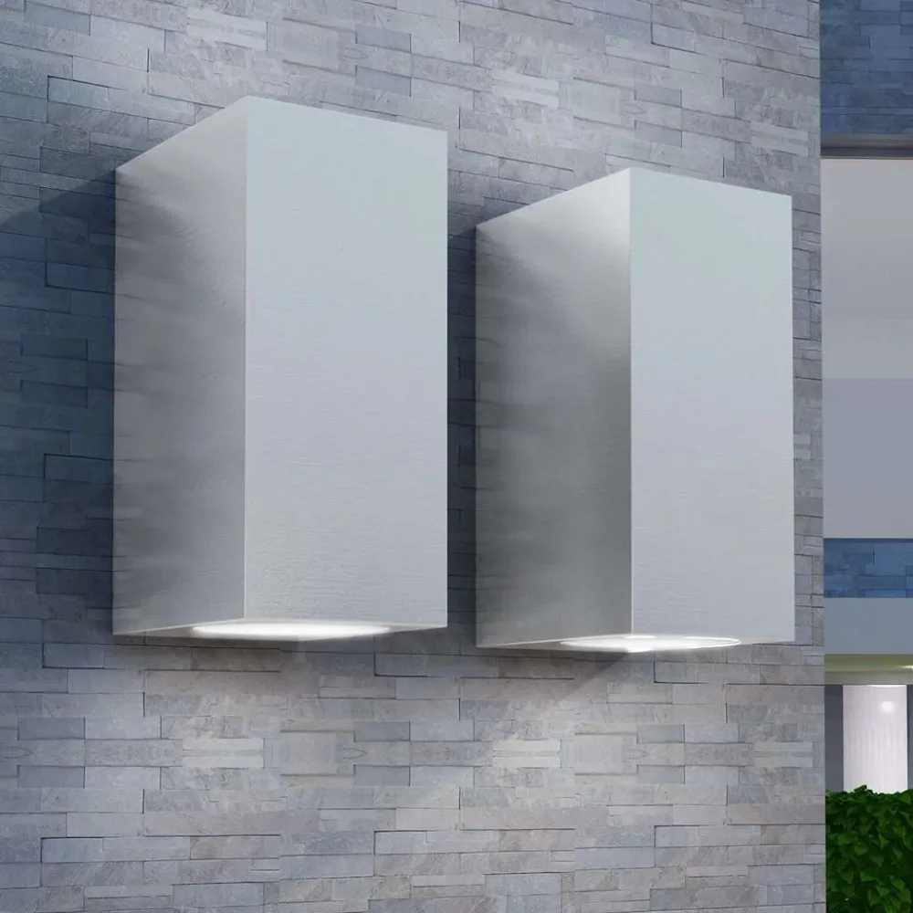 Candeeiros parede LED superior/inferior paraext., 2 pcs, quadrado