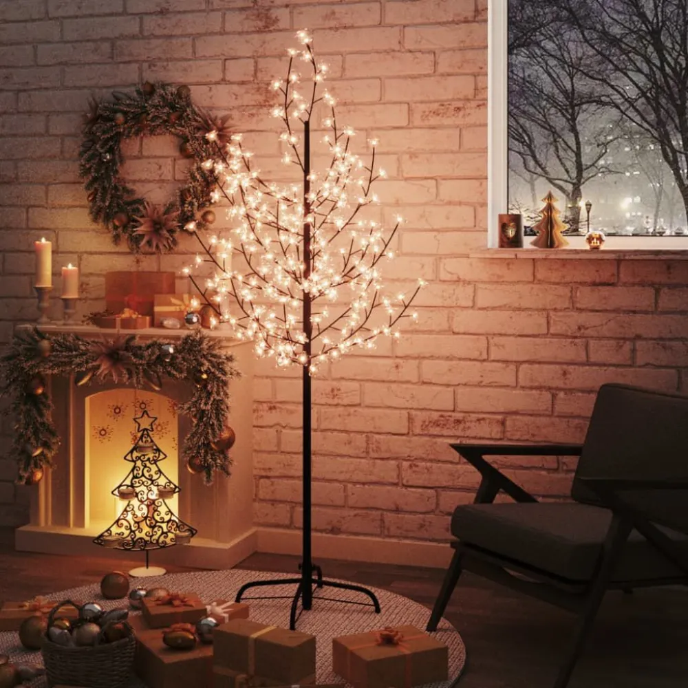 Cerejeira com 200 luzes LEDs 180 cm branco aquecido