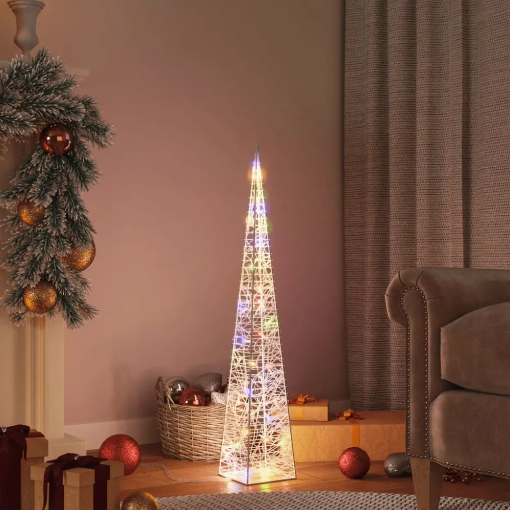 Cone de iluminação decorativo com LEDs multicor acrílico 90 cm