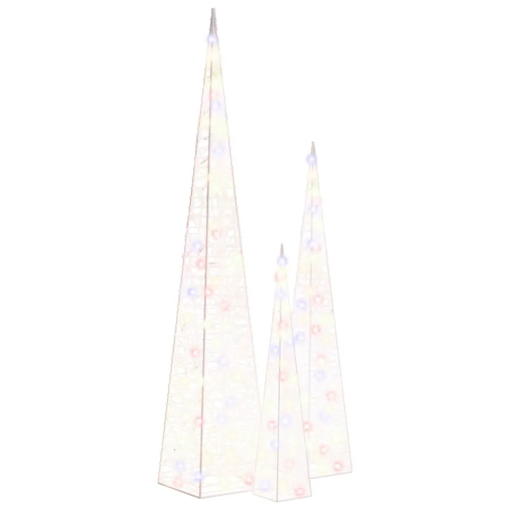 Conj. cones iluminação dec. + LED multicor acrílico 60/90/120cm