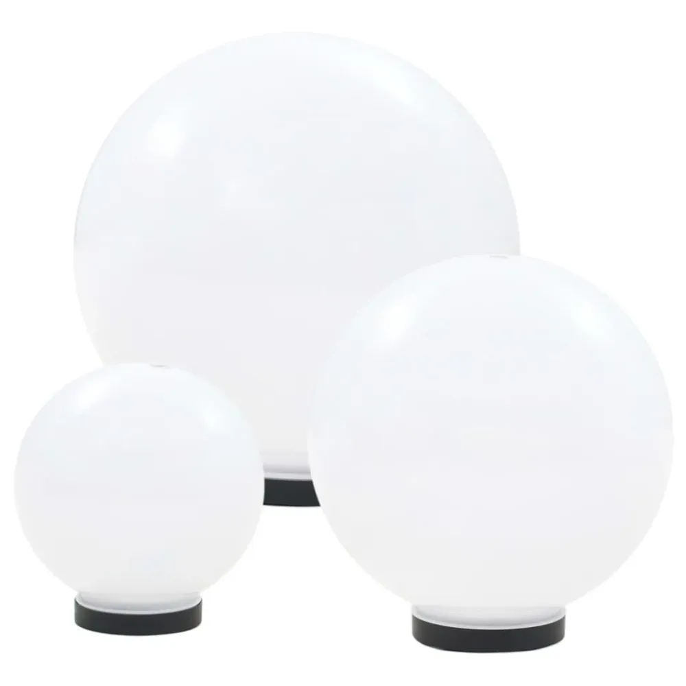 Conjunto de candeeiros esféricos LED 3 pcs 20/30/40 cm PMMA