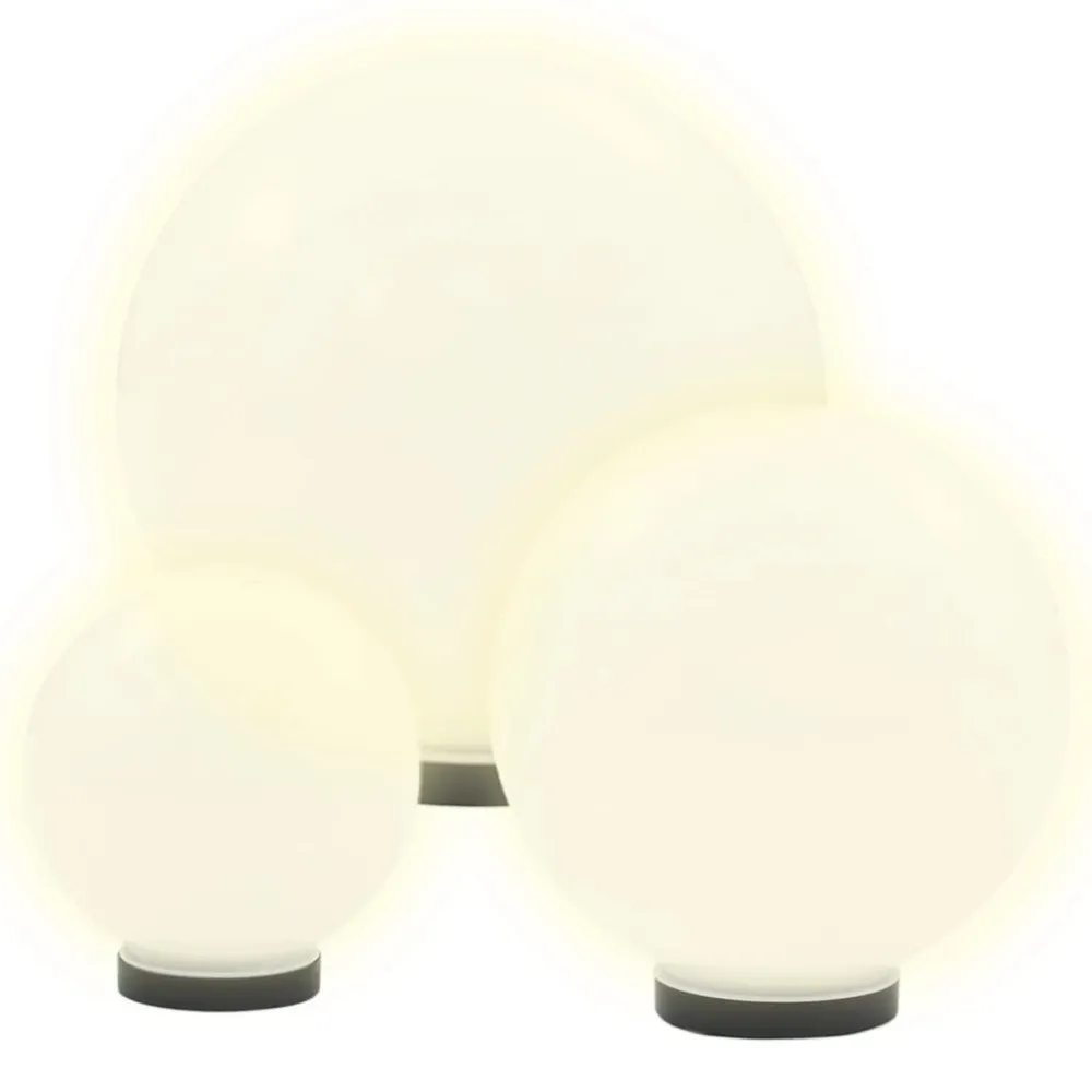Conjunto de candeeiros esféricos LED 3 pcs 20/30/40 cm PMMA