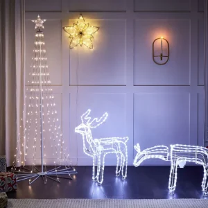 Decoração LED para exterior rena animada branca 94 cm INNNES