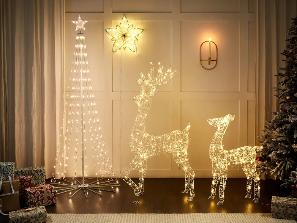 Decoração LED para exterior rena prateada 150 cm HELLA