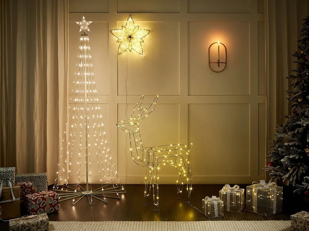 Decoração LED para exterior veado prateado 117 cm LAUGAR