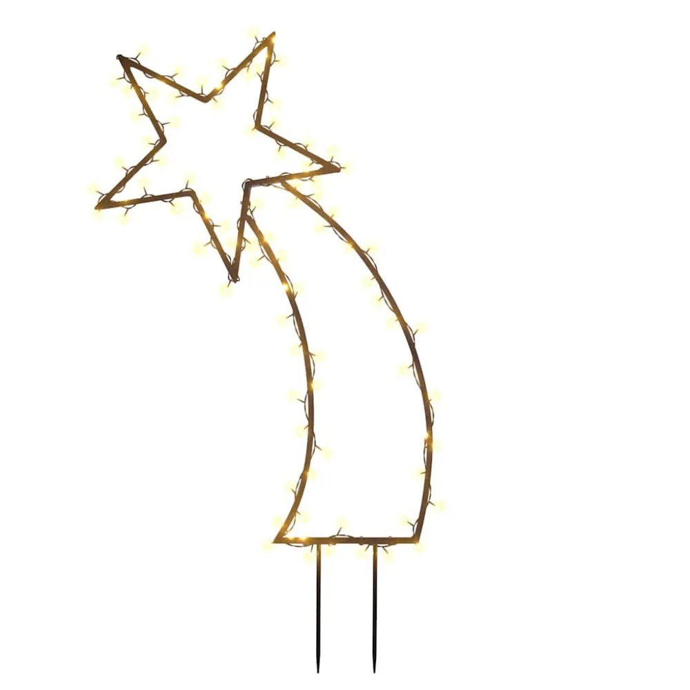 Decoração de Natal meteoro com luz e estacas 80 luzes LED 62 cm